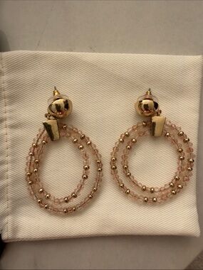 Gold and Blush Crystal Hoop Earrings - Women Jewelry